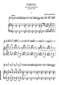 Бацевич - Партита для скрипки с фортепиано - Клавир - первая страница
