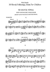 Барток - 10 Словацких мелодий для скрипки - Партия - первая страница