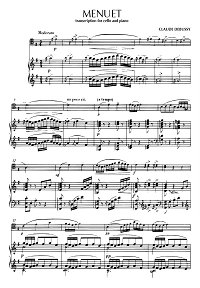 Дебюсси - Менуэт для виолончели с фортепиано (переложение) - Клавир - первая страница