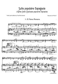 Фалья - Испанская сюита для скрипки с фортепиано - Клавир - первая страница