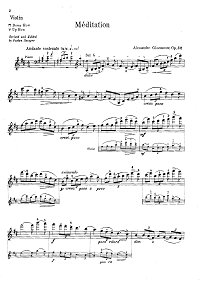 Глазунов - Размышление для скрипки op.32 - Партия - первая страница
