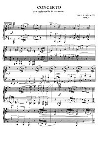 Хиндемит - Концерт для виолончели с оркестром (1940) - Клавир - первая страница