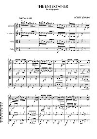 Джоплин - The Entertainer для струнного квартета - Клавир - первая страница