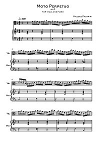 Паганини - Вечное движение (Moto Perpetuo) для альта - Клавир - первая страница