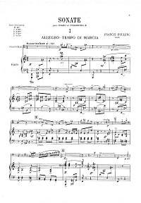 Пуленк - Соната для виолончели с фортепиано - Клавир - первая страница