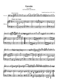 Сен - Санс - Гавот для виолончели с фортепиано - Клавир - первая страница