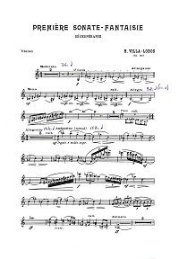 Вилла-Лобос - Соната-фантазия для скрипки N1 op.35 (Desesperance) - Партия - первая страница