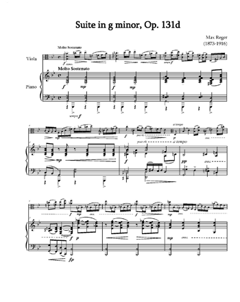 Регер - Сюита для альта с оркестром (переложение для фортепиано)