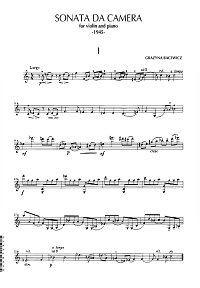 Бацевич - Sonata da camera для скрипки с фортепиано - Партия скрипки - первая страница