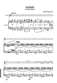 Бацевич - Легенда для скрипки с фортепиано - Клавир - первая страница