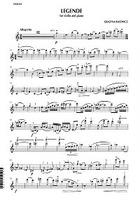 Бацевич - Легенда для скрипки с фортепиано - Партия скрипки - первая страница