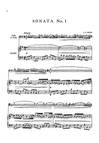 Бах - 3 сонаты для виолы да гамба с клавиром (переложение для альта) - Клавир - первая страница