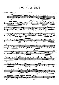 Бах - 3 сонаты для виолы да гамба с клавиром (переложение для альта) - Партия - первая страница