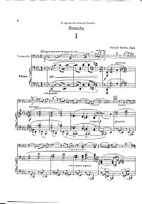 Барбер - Соната для виолончели - Клавир - первая страница