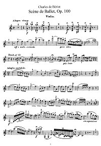Берио - Сцена из балета op.100 для скрипки - Партия - первая страница