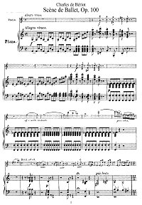 Берио - Сцена из балета op.100 для скрипки - Клавир - первая страница