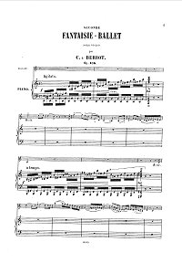 Берио - Фантазия-балет, Op.105 для скрипки  - Клавир - первая страница