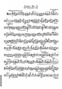 Блох - Сюита N3 для виолончели соло - Партия виолончели - первая страница