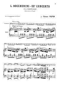 Боккерини - Концерт №3 для виолончели и фортепиано - Клавир - первая страница