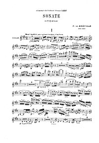 Бревиль - Соната для скрипки с фортепиано - Партия скрипки - первая страница