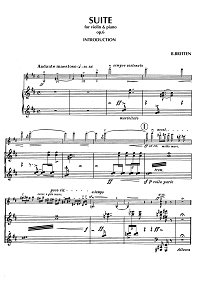 Бриттен - Сюита для скрипки с фортепиано Op.6 - Клавир - первая страница