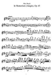 Брух - In Memoriam для скрипки op.65 - Партия - первая страница