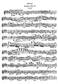 Донаньи - Соната для скрипки Op.21 - Партия - первая страница