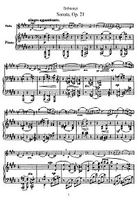 Донаньи - Соната для скрипки Op.21 - Клавир - первая страница