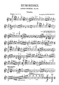 Дворжак – 8 Юморесок, Op.101 – N1, N5, N7 для скрипки с фортепиано  - Партия - первая страница
