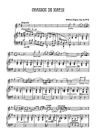 Эльгар - Две песни для скрипки с фортепиано op.15 N1, N2 - Клавир - первая страница