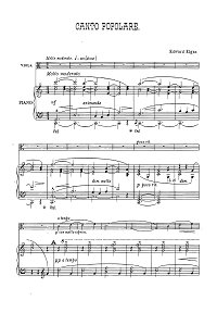 Эльгар - Canto Popolare для альта - Клавир - первая страница