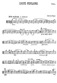 Эльгар - Canto Popolare для альта - Партия альта - первая страница
