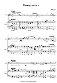 Эльгар - Ночная песня для альта с фортепиано - Клавир - первая страница