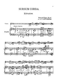 Эльгар - Sursum corda для скрипки с фортепиано op.11 - Клавир - первая страница