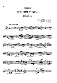 Эльгар - Sursum corda для скрипки с фортепиано op.11 - Партия - первая страница