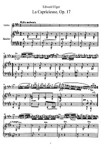 Эльгар - Каприччиозо для скрипки op.17 - Клавир - первая страница