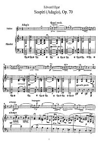 Эльгар - Sospiri (адажио) для скрипки op.70 - Клавир - первая страница