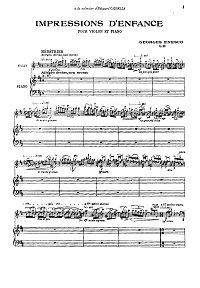 Энеску - Impressions d enfance для скрипки - Клавир - первая страница