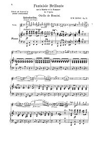 Эрнст - Блестящая фантазия для скрипки на тему Отелло, Op.11 - Клавир - первая страница