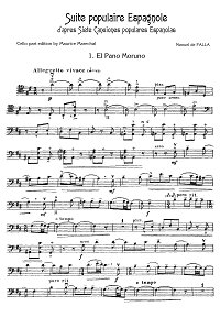 Фалья - Испанская сюита для виолончели с фортепиано - Партия - первая страница