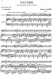 Фор - Павана для виолончели с фортепиано op.50 - Клавир - первая страница