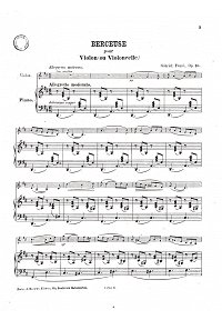 Фор – Колыбельная Op.16 для скрипки  - Клавир - первая страница