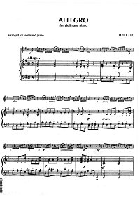 Фиокко - Аллегро для скрипки с фортепиано - Клавир - первая страница