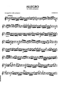 Фиокко - Аллегро для скрипки с фортепиано - Партия - первая страница