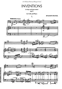 Франкель Бенджамин - Инвенции для виолончели op.31 - Клавир - первая страница