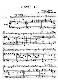 Франкер - Гавот для виолончели и фортепиано - Клавир - первая страница