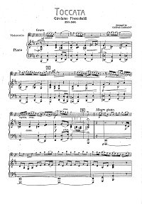 Фрескобальди - Токката для виолончели и фортепиано - Клавир - первая страница