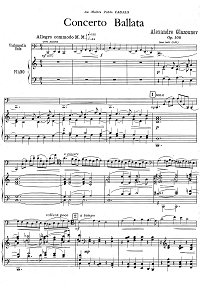 Глазунов - Концертная баллада для виолончели op.108 - Клавир - первая страница