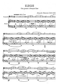 Глазунов - Элегия для виолончели с фортепиано op.17 - Клавир - первая страница