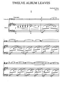 Глиэр - 12 листков из альбома для виолончели op.51 - Клавир - первая страница